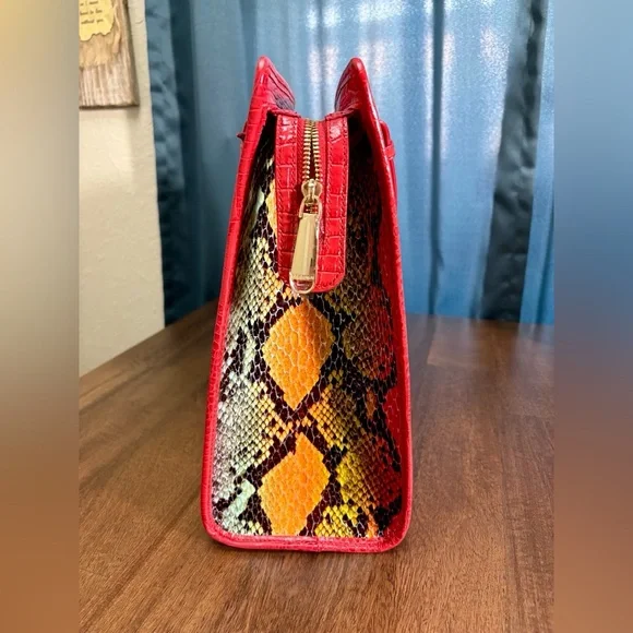 Brahmin NWT Tia - Red Dragon Experium Snake Print Tote - Picture 10 of 14